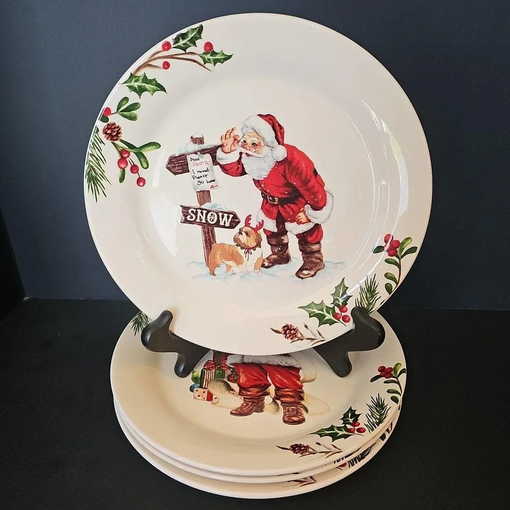 4 Assorted Pier 1 Winter Wonders Ironstone 8 3/4